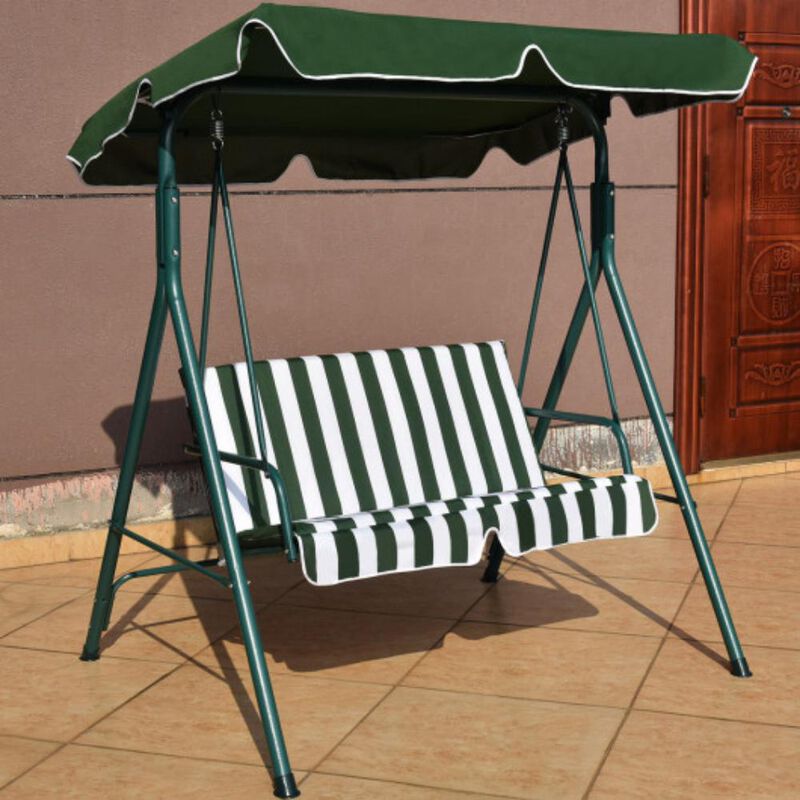 Steel Frame Outdoor Loveseat Patio Canopy Swing with Cushion