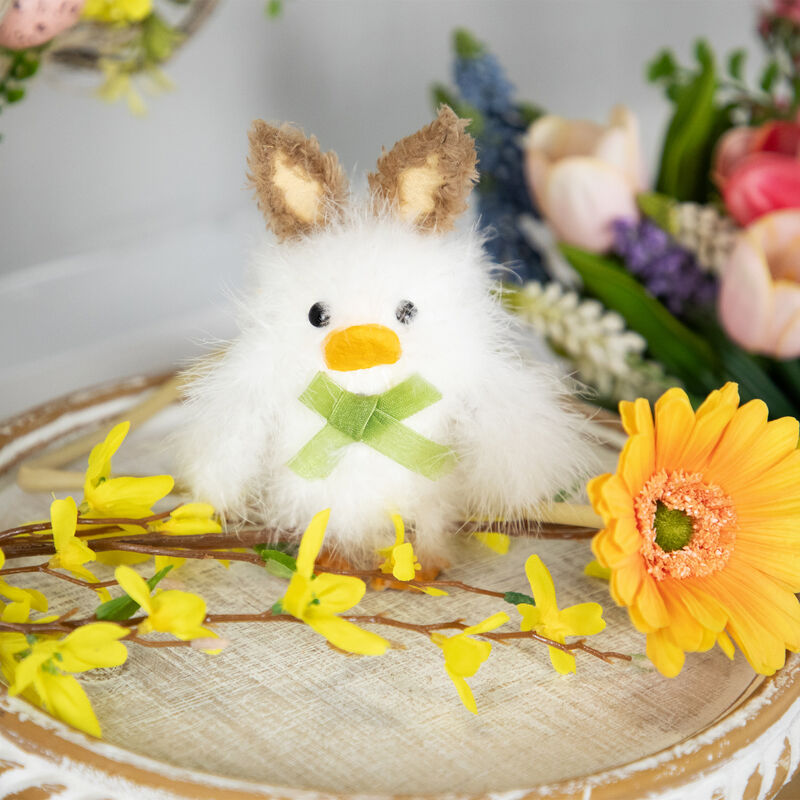 Duck with Bunny Ears Easter Figurine - 5.5" - White