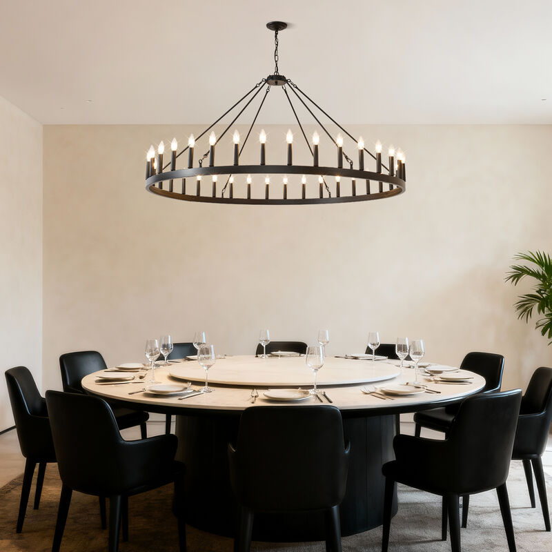 ELEMENT ACE 36-Light Extra Large Wagon Wheel Chandelier Hanging Light Fixture Suitable for High Ceilings Dining Room Living Room Kitchen Bedroom Porch Indoor Decor image number 8