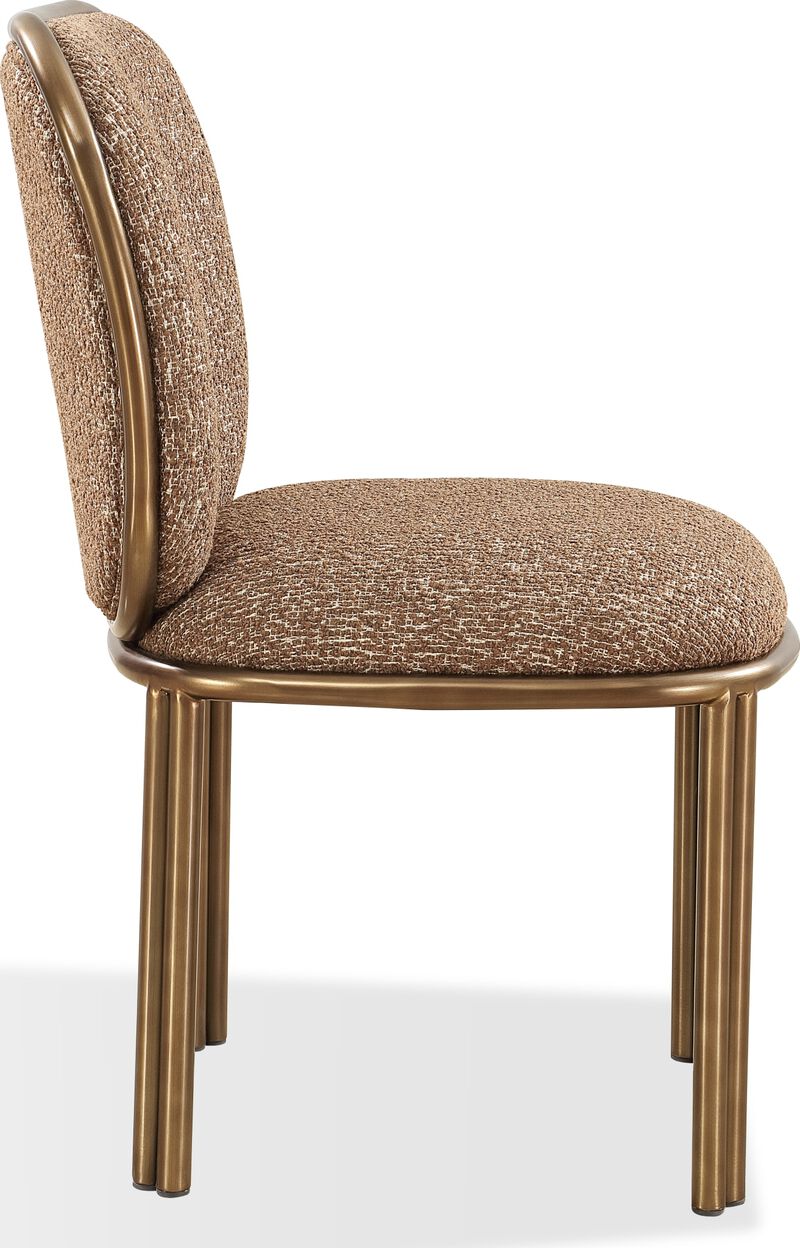 Mataranka Dining Chair in Giraffe Chenille and Brushed Golden Stainless Steel - Set of 2