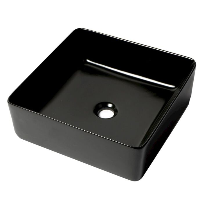 ALFI brand Black Matte 16 Modern Square Above Mount Ceramic Sink