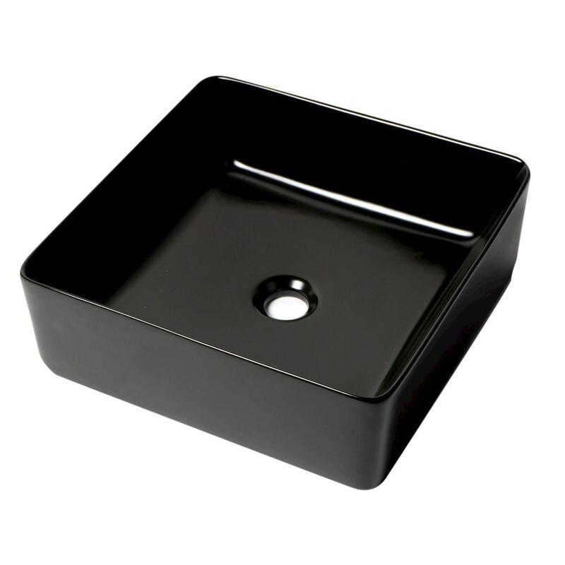 ALFI brand Black Matte 16 Modern Square Above Mount Ceramic Sink