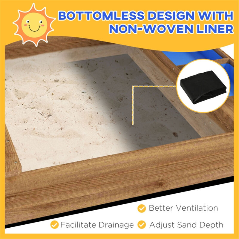 Sandbox for 3-7 Year Old Kids Outdoor Sand Play Pit with Cover & Seats