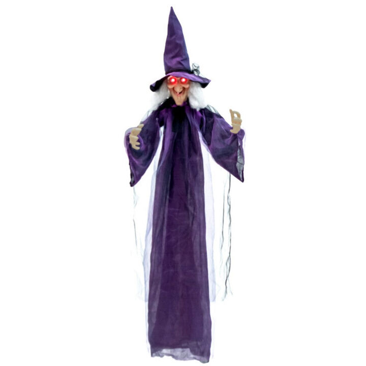 6ft Halloween Decoration Spooky Sound-Activated Hanging Witch with Voice and Motion Sensor