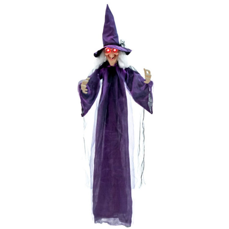 6ft Halloween Decoration Spooky Sound-Activated Hanging Witch with Voice and Motion Sensor image number 0