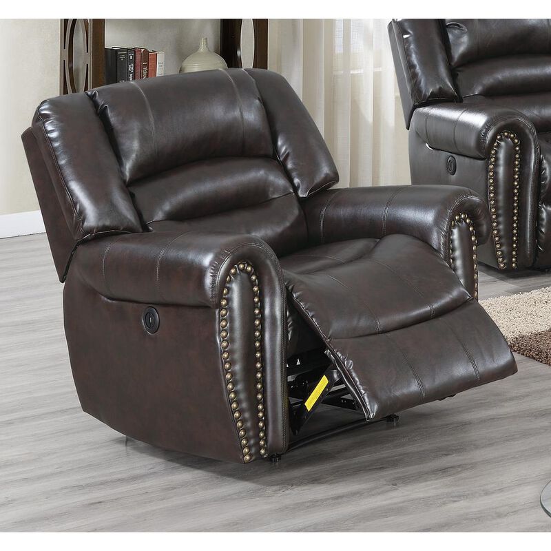 Poundex Power Recliner-Chocolate
