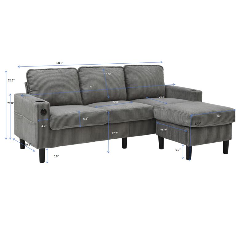 Cexdi 3‑Seat L‑Shape Sectional Sofa image number 9