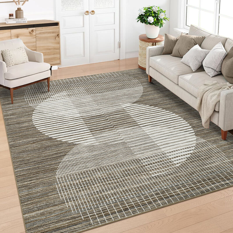 10X13 FT Washable Area Rug for Living Room Modern Geometric Rug Soft Non Slip Bedroom Carpet image number 2