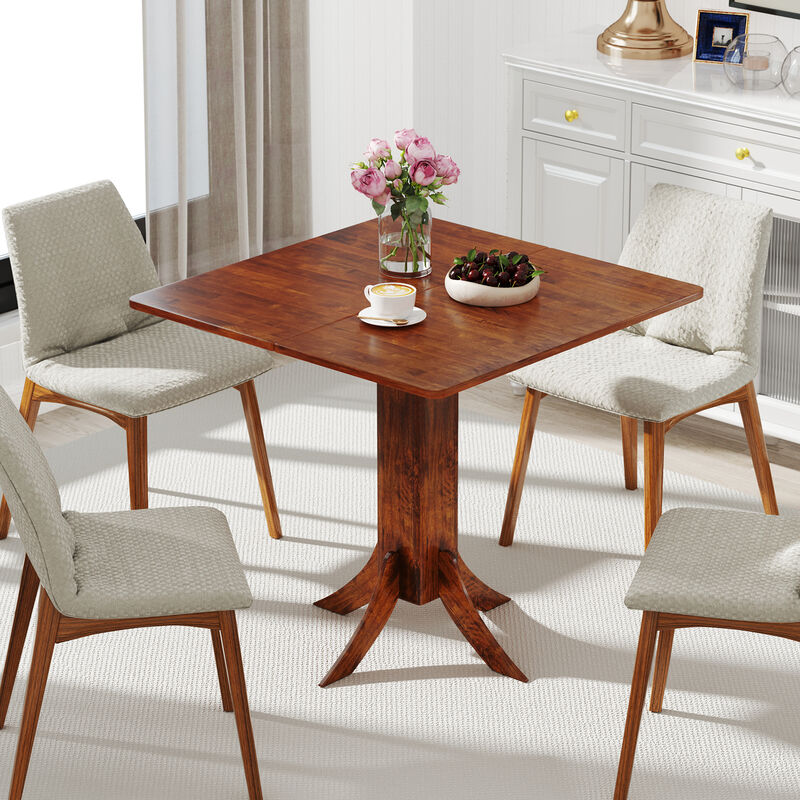 Small Space Dining Table – Square Top with Rubber Wood Pedestal Base