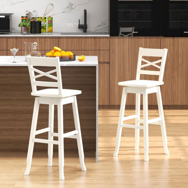 Hivvago Swivel 30-Inch Bar Height Stool Set of 2 with Footrest
