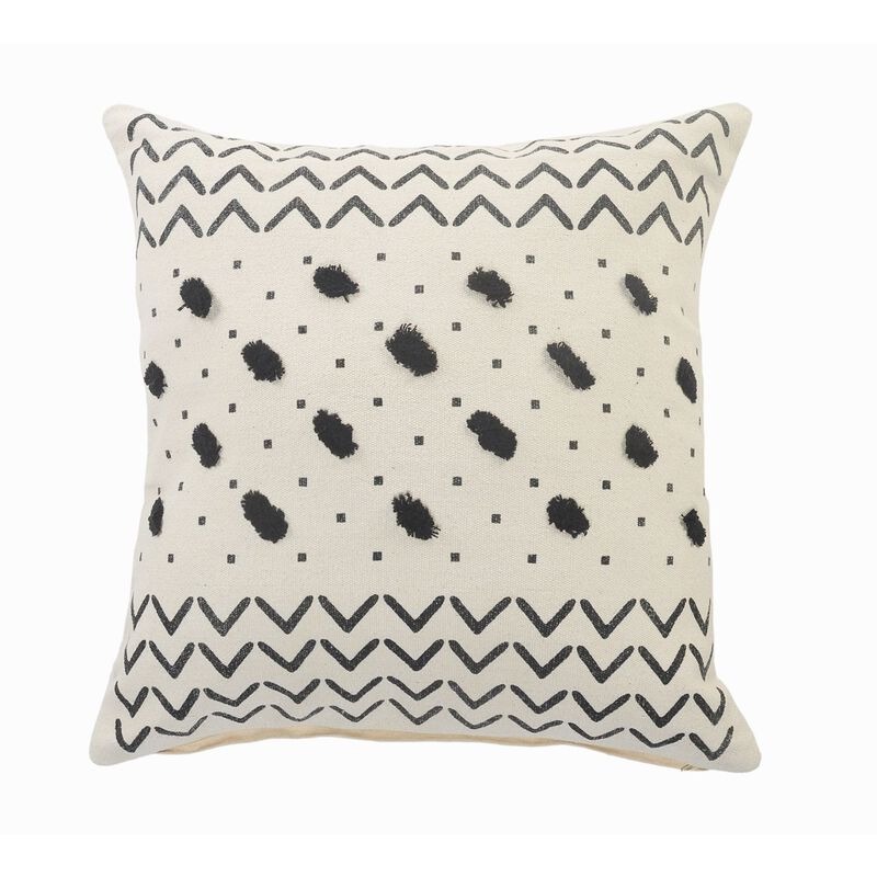 20" Black and Cream White Chevron Square Throw Pillow image number 0