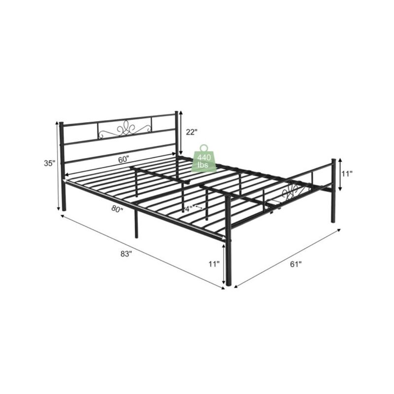 Hivvago Queen Size Metal Bed Frame with Headboard and Footboard