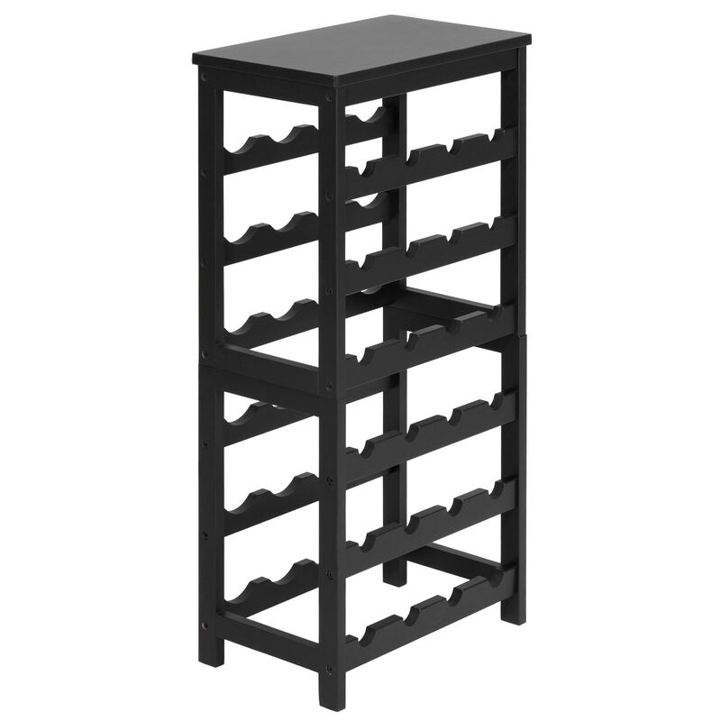 Freestanding 24 Bottle Wine Rack with Tabletop for Kitchen and Dining Room-Black image number 3
