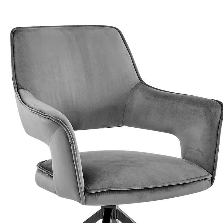 Velvet Upholstered Contemporary Accent Chair, Black and Gray-Benzara