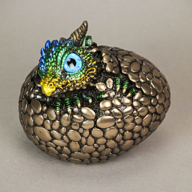 Bronze Finish Dragon Hatchling Figurine With Hand Painted Color Accents image number 6