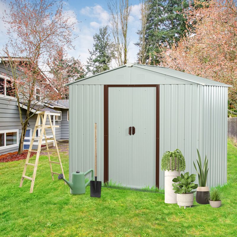 MONDAWE 6ft x 5ft Outdoor Galvanized Steel Metal Storage Shed