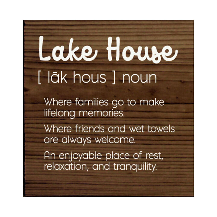 Lake House Definition Wooden Wall Sign for Cabin Decor
