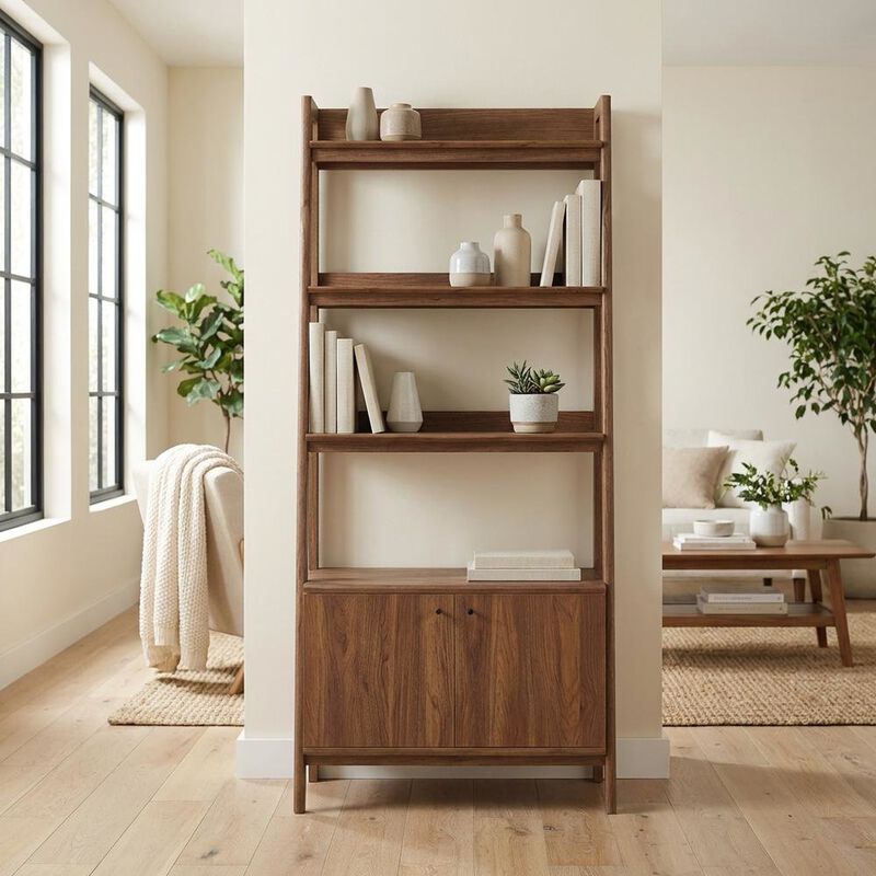 Wooden Bookshelf in Natural Finish with Open Storage Design image number 4