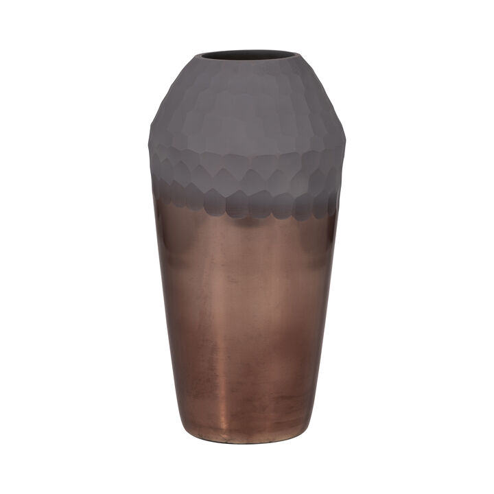 Glass, 14" 2-tone Hand-cut Vase, Metallic