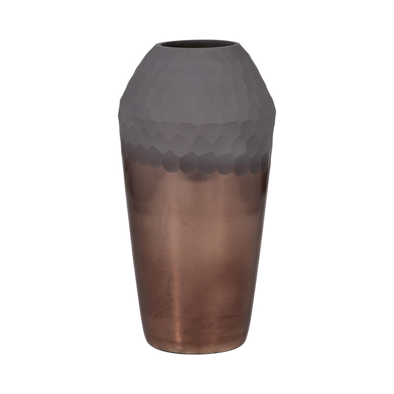 Glass, 14" 2-tone Hand-cut Vase, Metallic image number 1