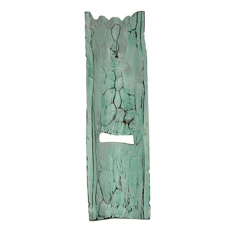 Set of 2 Polynesian Tiki Mask Wall Hangings - 20" - Aqua Blue image number 4