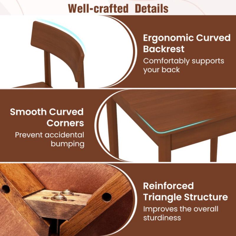 Hivvago 5 Piece Wood Dining Table Set with Rubber Wood Frame and 4 Chairs