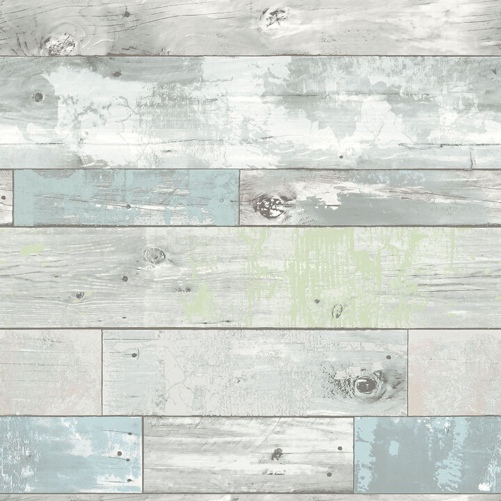 Aqua Beachwood Peel & Stick Wallpaper