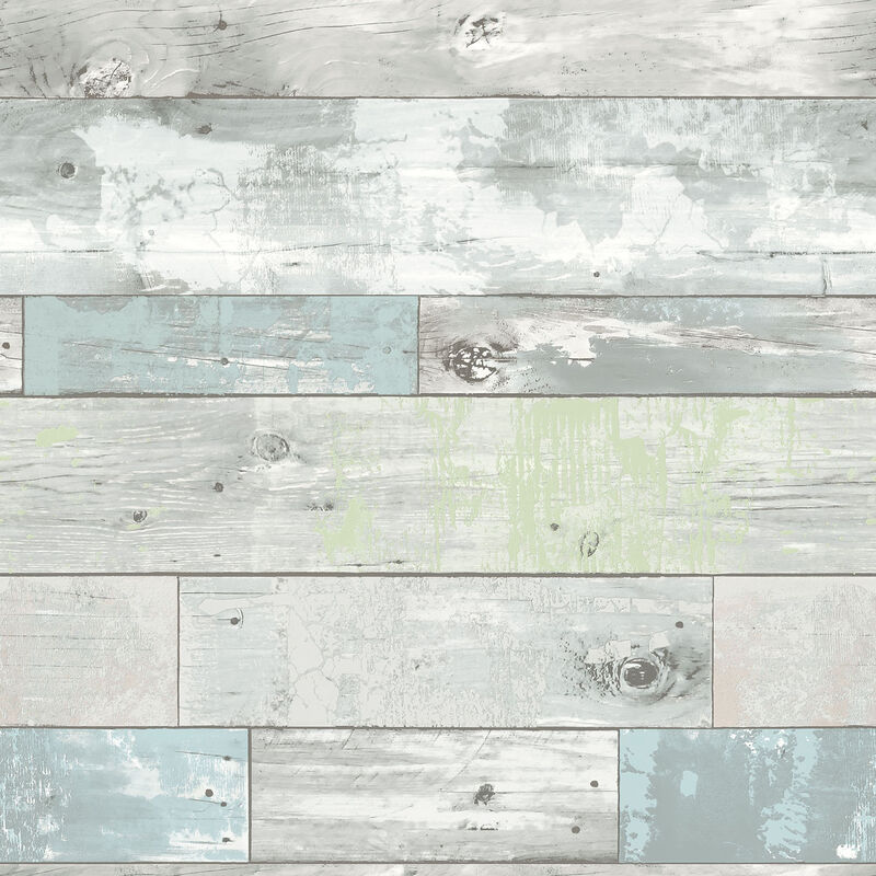 Aqua Beachwood Peel & Stick Wallpaper image number 0