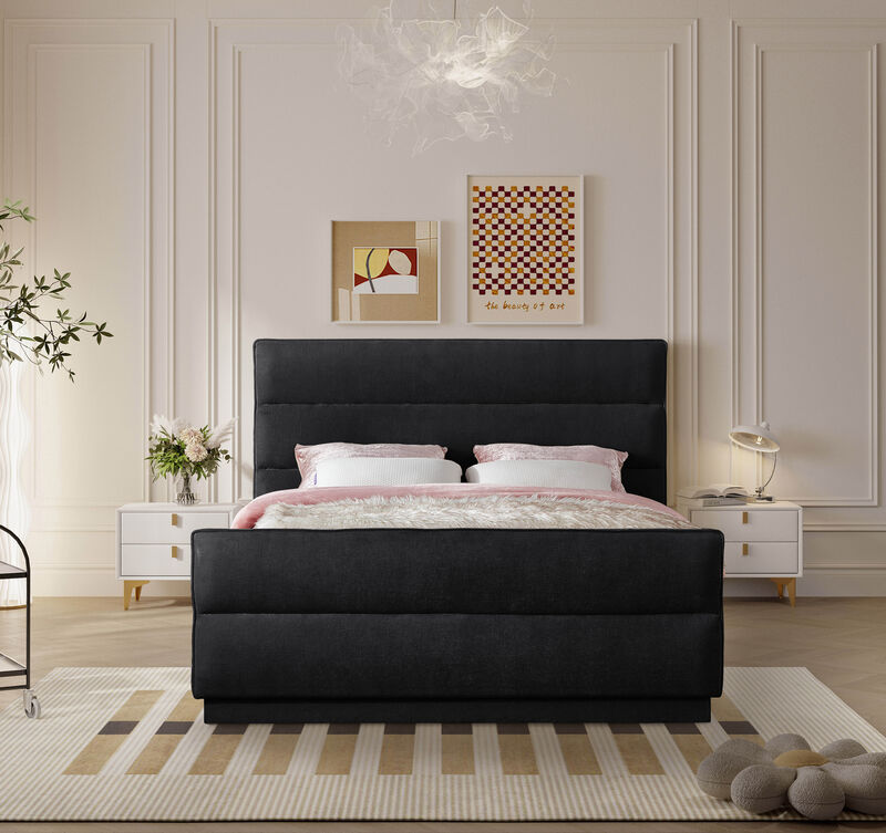 Meridian Furniture Paxton Black Chenille Fabric Full Bed