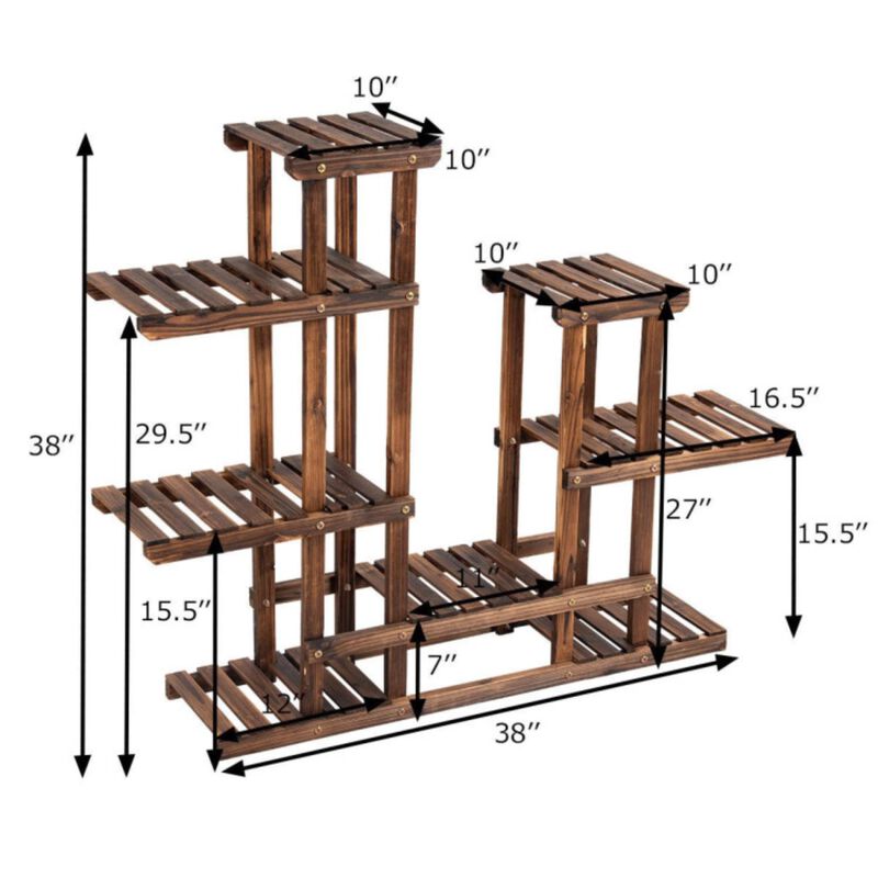 Hivvago 6 Tier Wooden Shelf Storage Plant Rack Stand