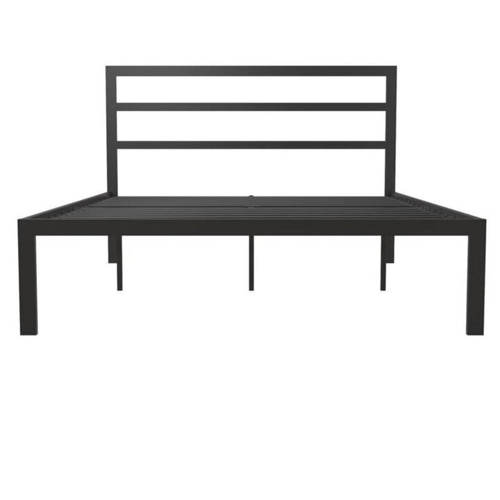 Hivvago Queen Black Metal Platform Bed Frame with Headboard Included