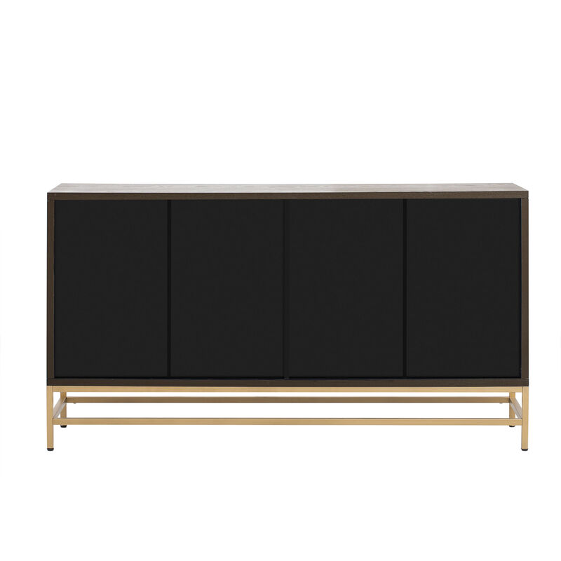 Whisen Retro Style Sideboard with Rectangular Metal Handles and Adjustable Shelves - Black