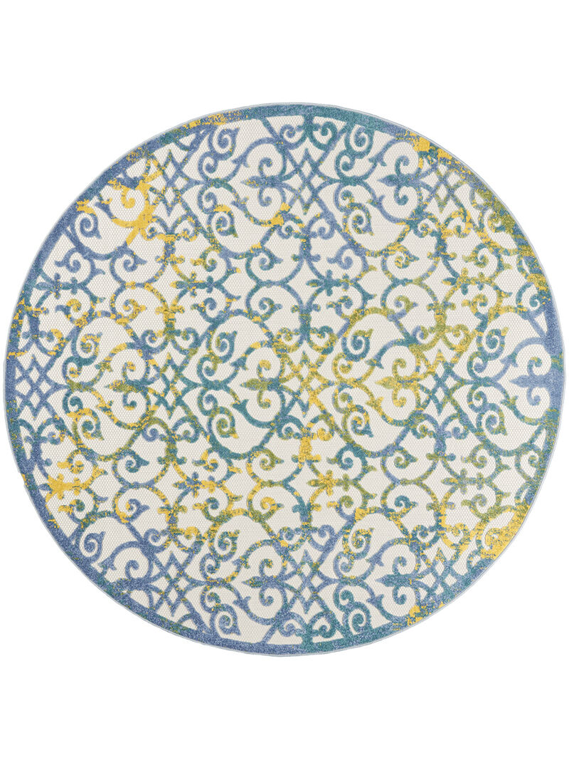 Aloha ALH21 Ivory/Blue 5'3" x Round Rug