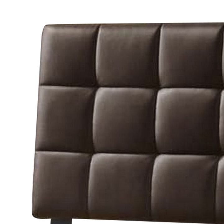 Faux Leather Upholstered Full Size Headboard with Square Tufting, Brown-Benzara