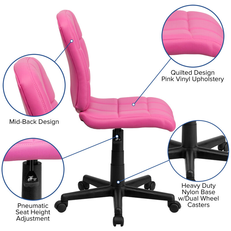 Clayton Mid-Back Quilted Vinyl Swivel Task Office Chair image number 3