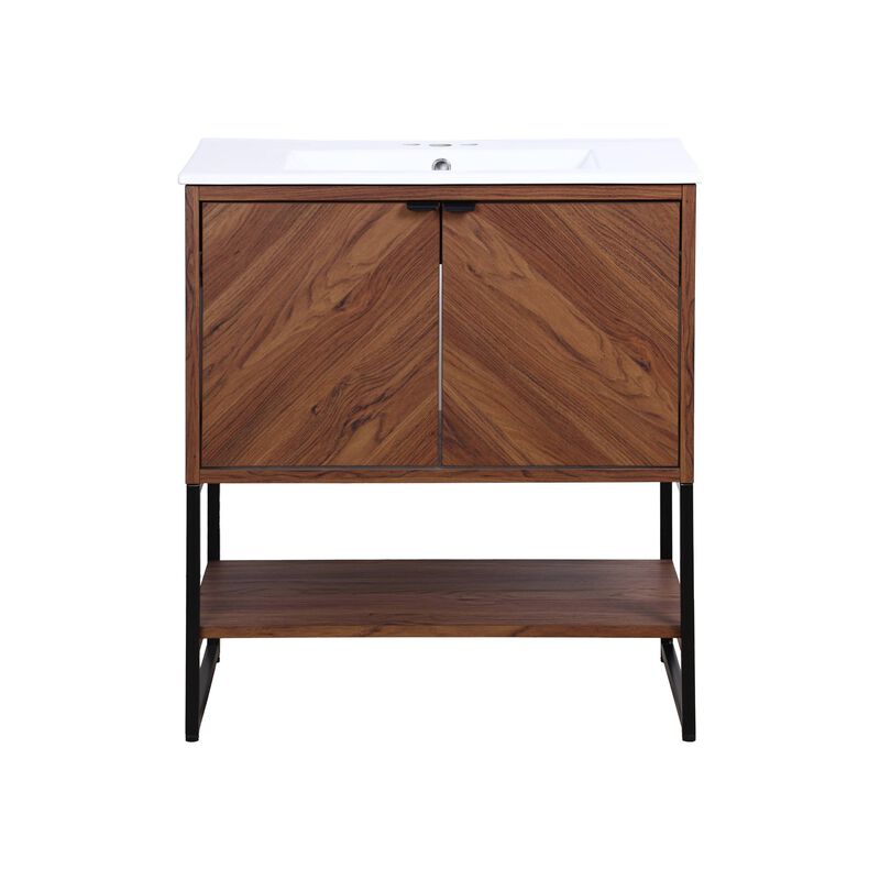 Juhl 30" Chevron-Front Modern Minimalist 2-Shelf Bath Vanity Cabinet Only (Sink Basin Not Included) image number 0