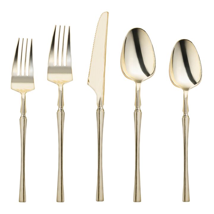 Shiny Gold Moderno Plastic Cutlery Set (40 Sets)