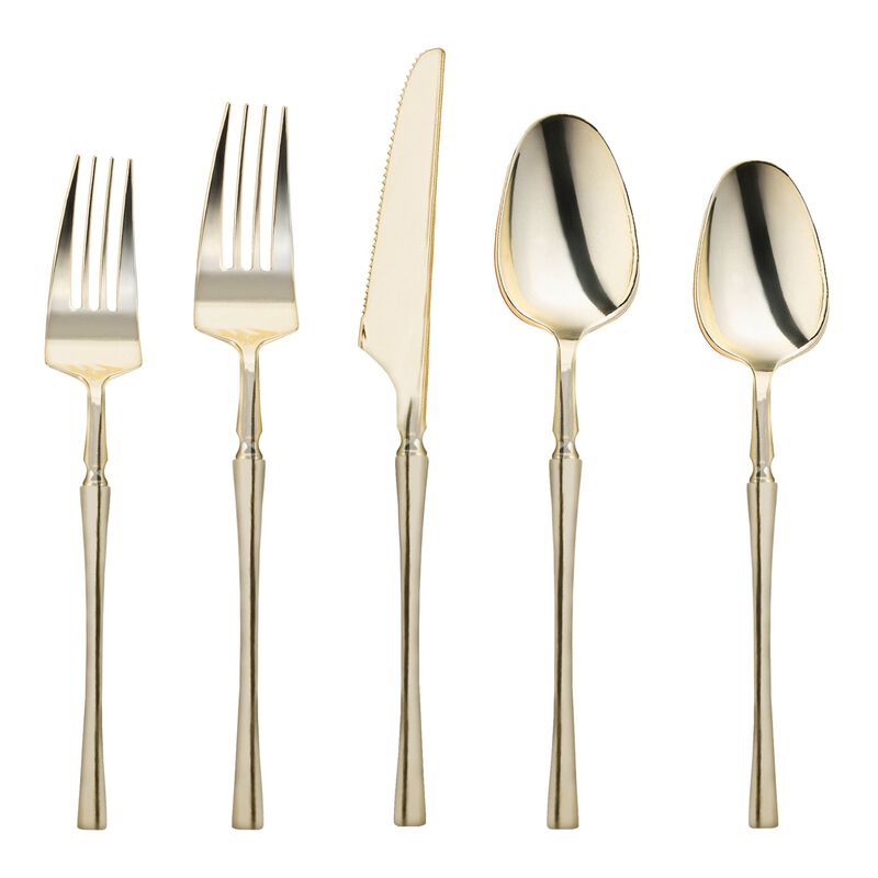 Shiny Gold Moderno Plastic Cutlery Set (40 Sets) image number 0
