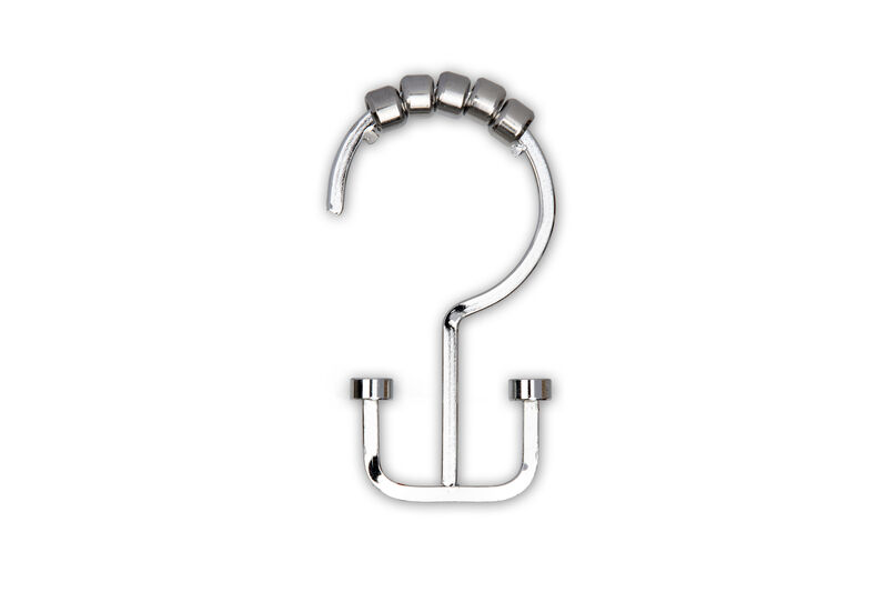 Metal Double Shower Curtain Hooks, Set of 12 image number 0
