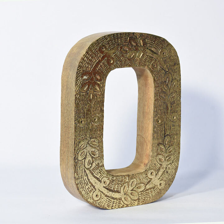 Vintage Natural Gold Handmade Eco-Friendly "O" Alphabet Letter Block For Wall Mount & Table Top Décor