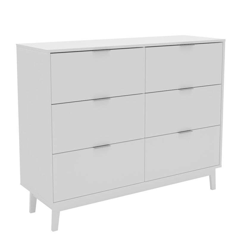 Polifurniture Victoria Modern 6 Drawer Double Dresser, White