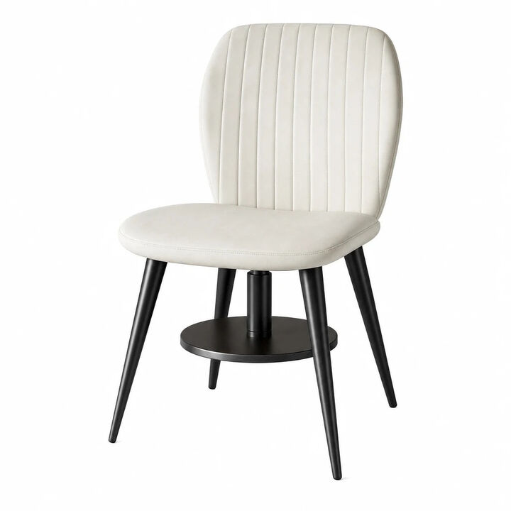 Modern Ribbed Suede Upholstered Dining Chair Set of 4
