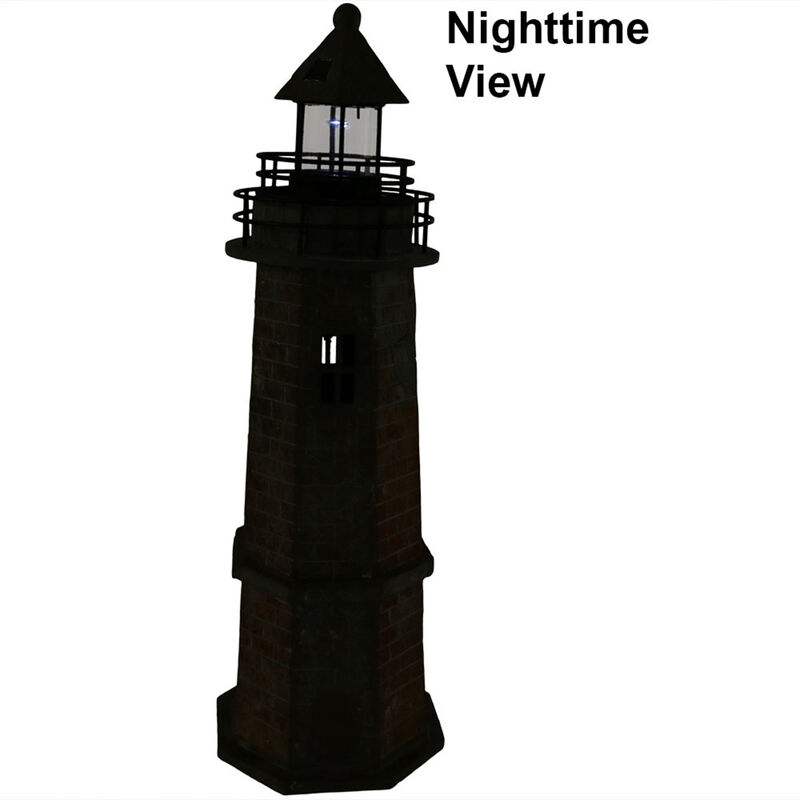 Sunnydaze 35 in Resin and Stone Solar LED Lighthouse Nautical Statue image number 5