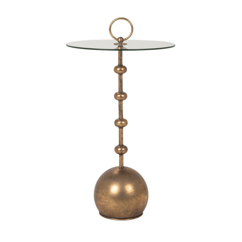 Rowena Interiors Metal and Glass Accent Table, Antique Brass Finish image number 2