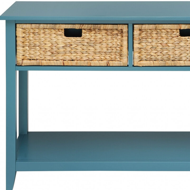 HomeRoots 44" Teal Blue Solid Wood Console Table image number 2