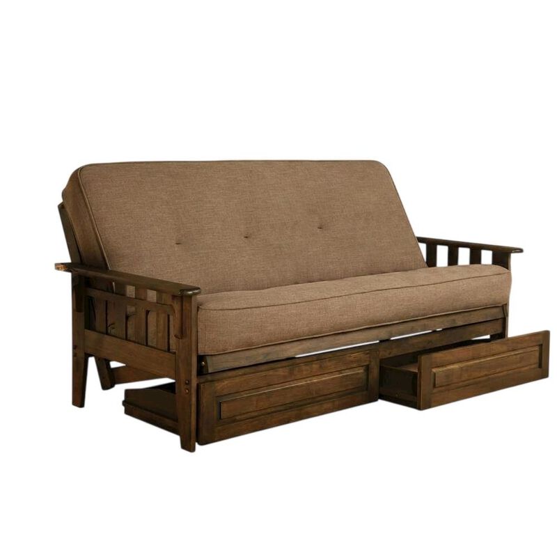 Tucson Frame-Rustic Walnut Finish-Linen Stone Mattress-Storage Drawers image number 4