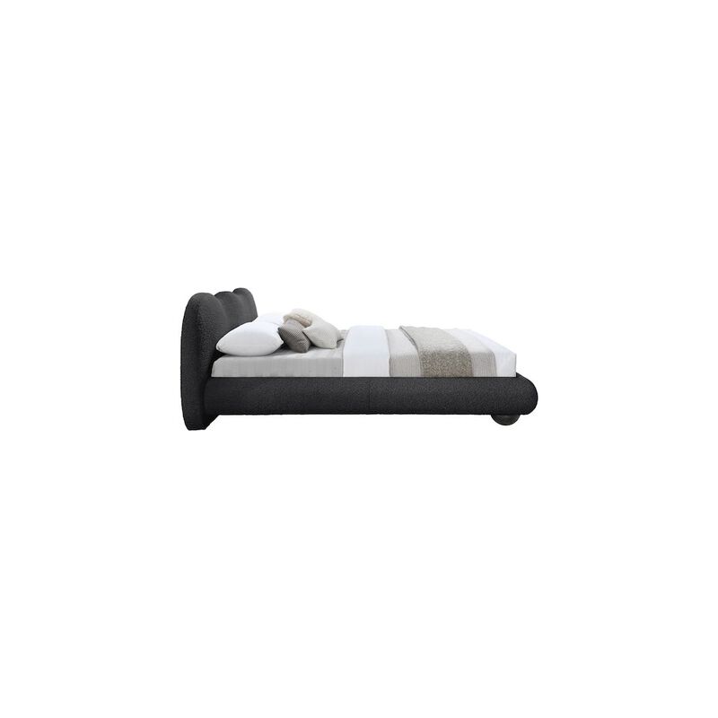 Meridian Furniture Hyde Black Boucle Fabric Queen Bed
