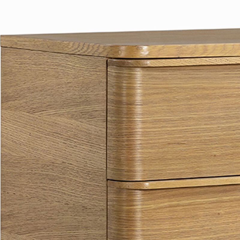 Sery Tall Dresser Chest, 5 Drawers, Minimalist Lip Handles, Oak Brown Wood image number 6