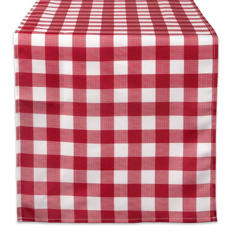72" Red and White Checkered Outdoor Rectangular Table Runner
