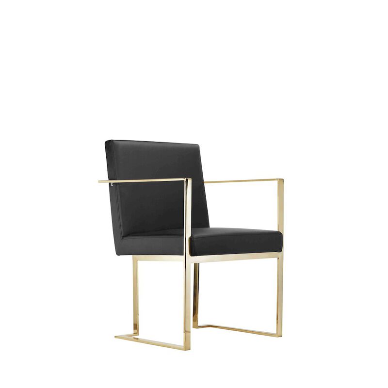 Pangea Home Gold Dexter Armchairs Black Pu image number 4